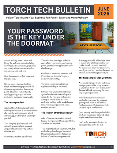 Torch Tech Bulletin June 2026 newsletter cover about password security